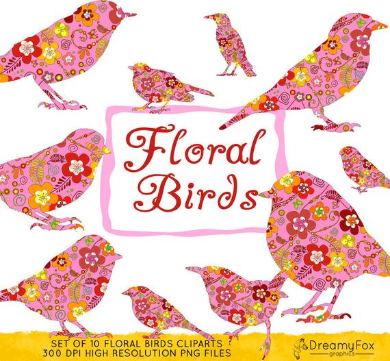birds clipart floral