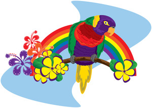 Free tropical image clip. Bird clipart rainbow
