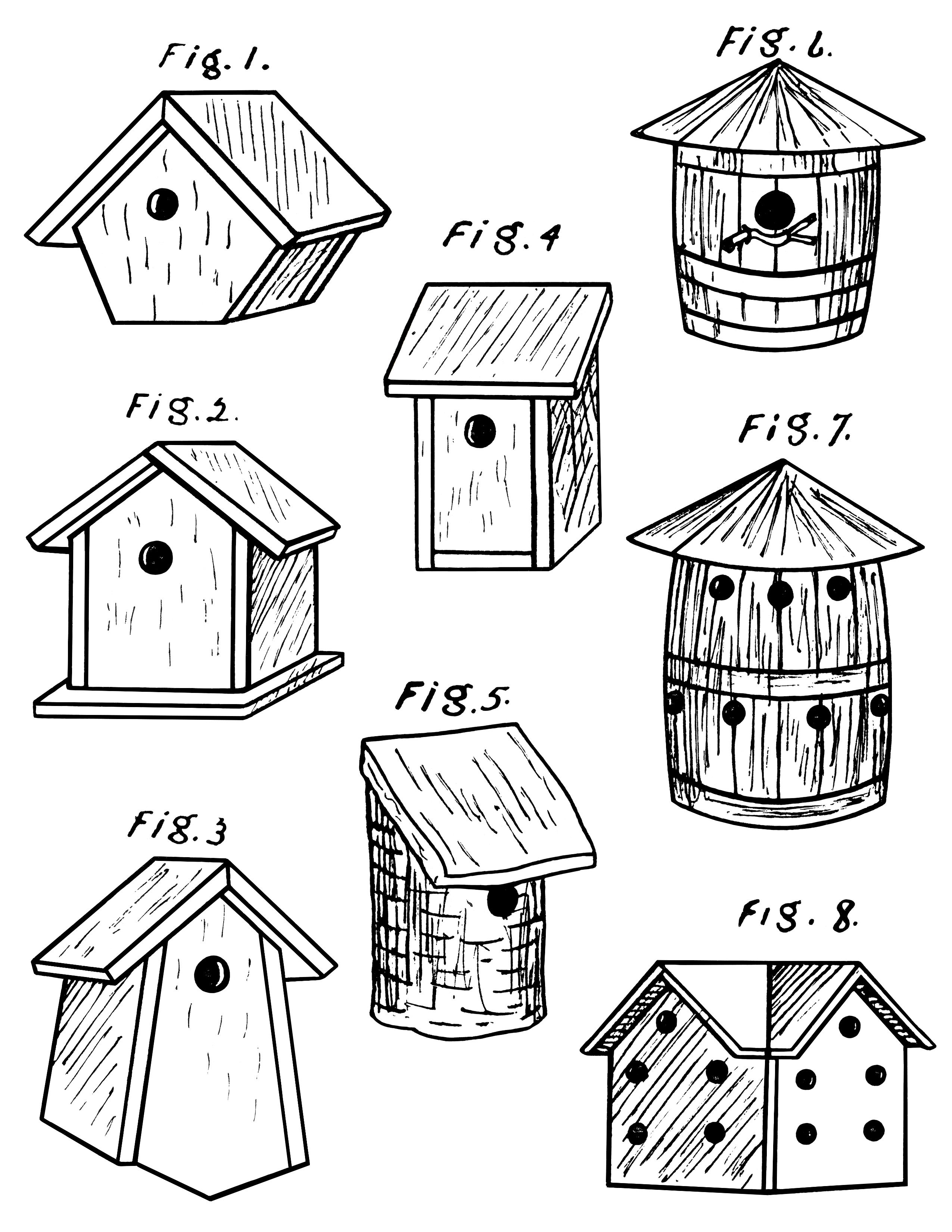 birdhouse clipart black and white