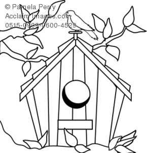 birdhouse clipart black and white