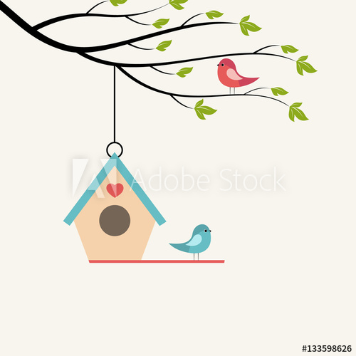 birdhouse clipart branch