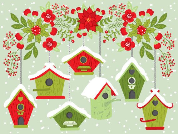birdhouse clipart christmas