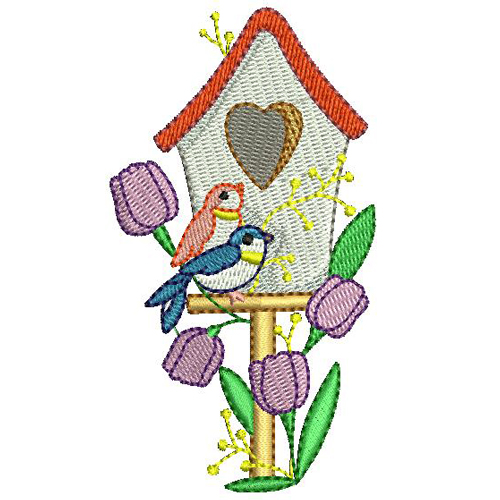Machine embroidery designs time. Birdhouse clipart spring