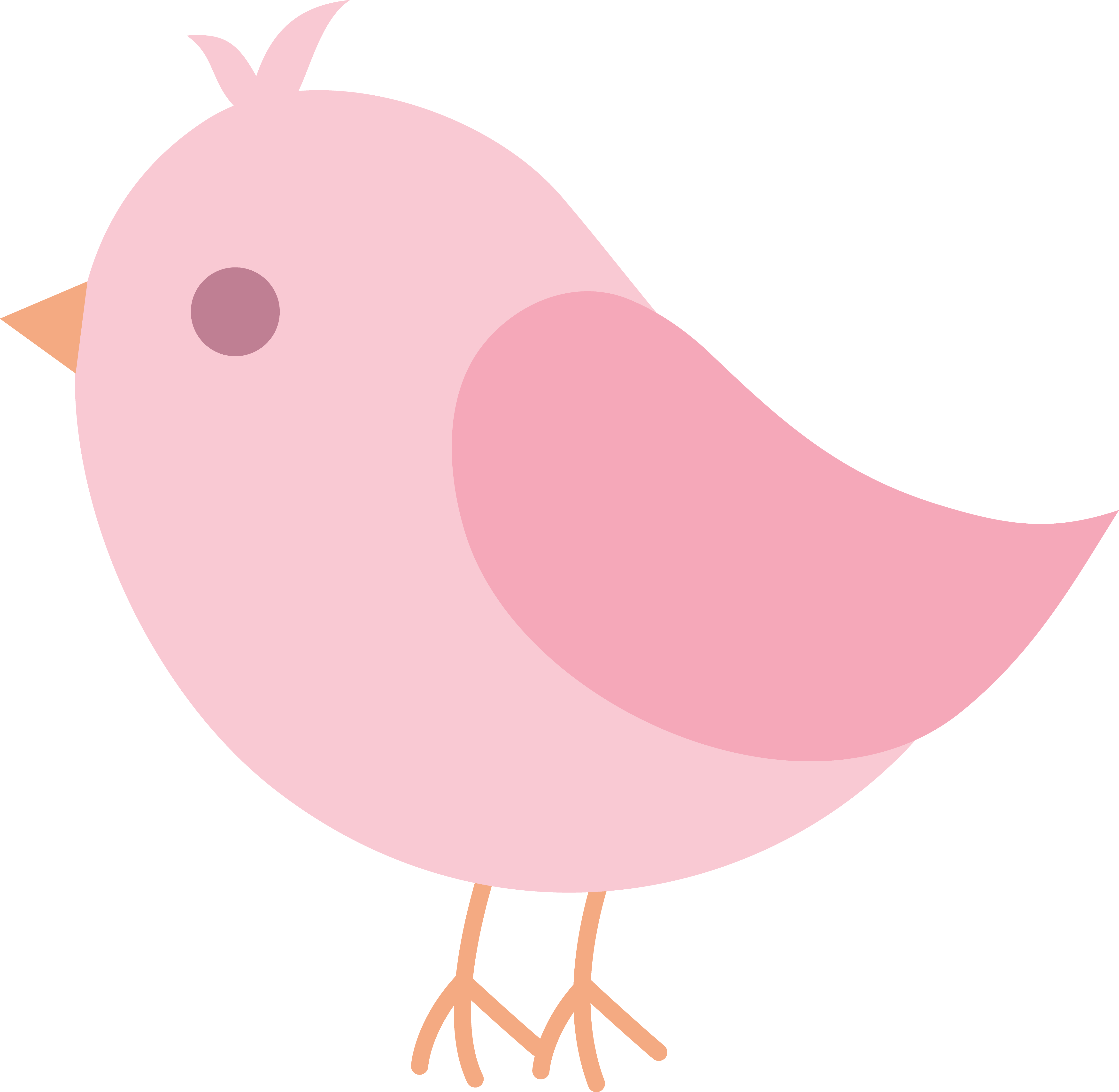 Cute pink song bird. Owl clipart shabby chic