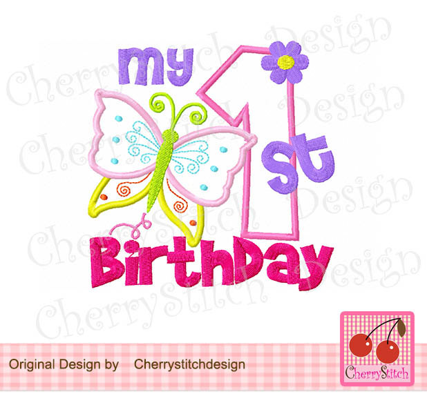 Birthday clipart butterfly. My st machine embroidery