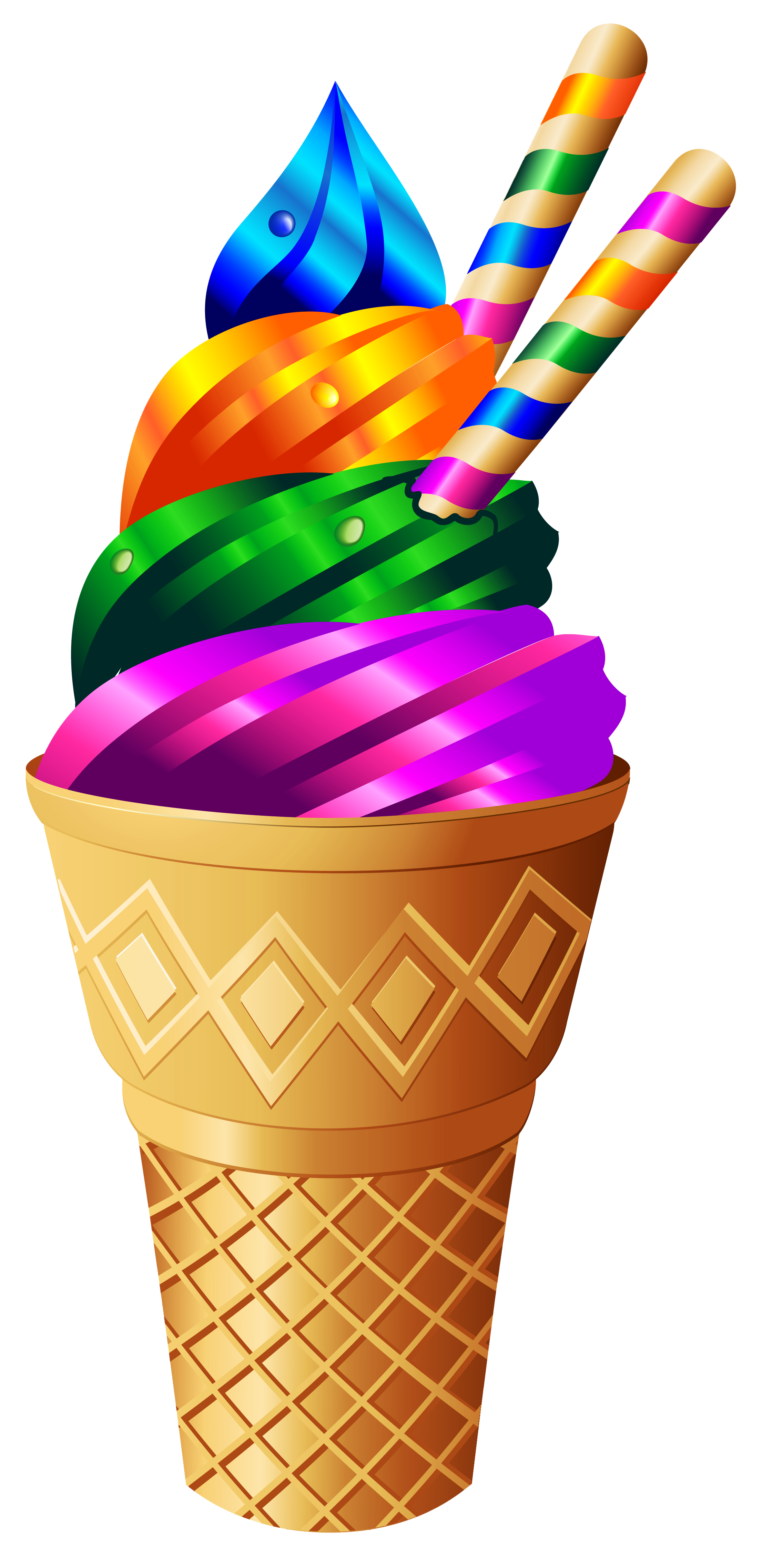 Transparent rainbow ice cream. Sundae clipart gelato