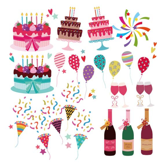 Birthday clipart printable. Commercial use card cake