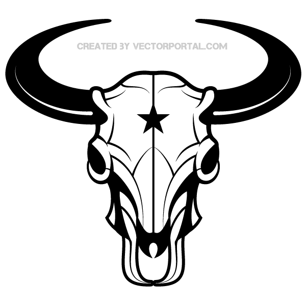 Bison clipart horns. Skull vector image free