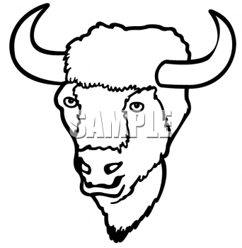 Bison clipart horns. Of a outline animalclipart
