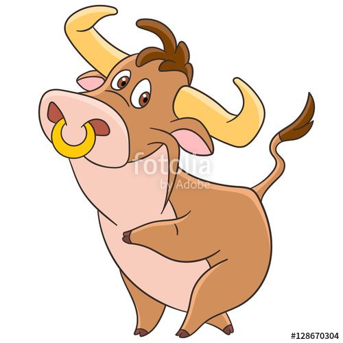 Vector cute and happy. Bison clipart kawaii