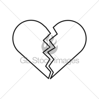 Black clipart broken heart. Gl stock images line