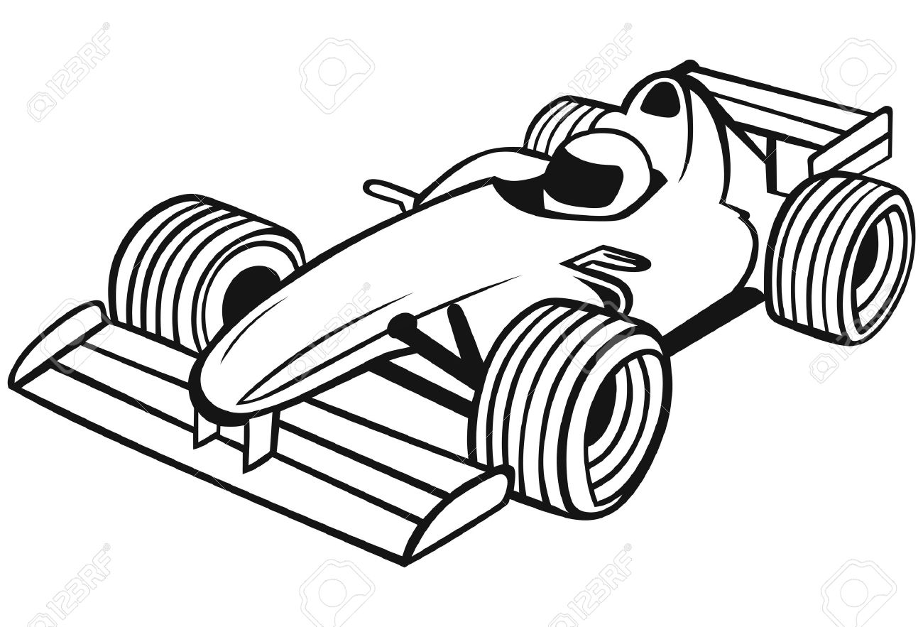 Image of and white. Black clipart race car