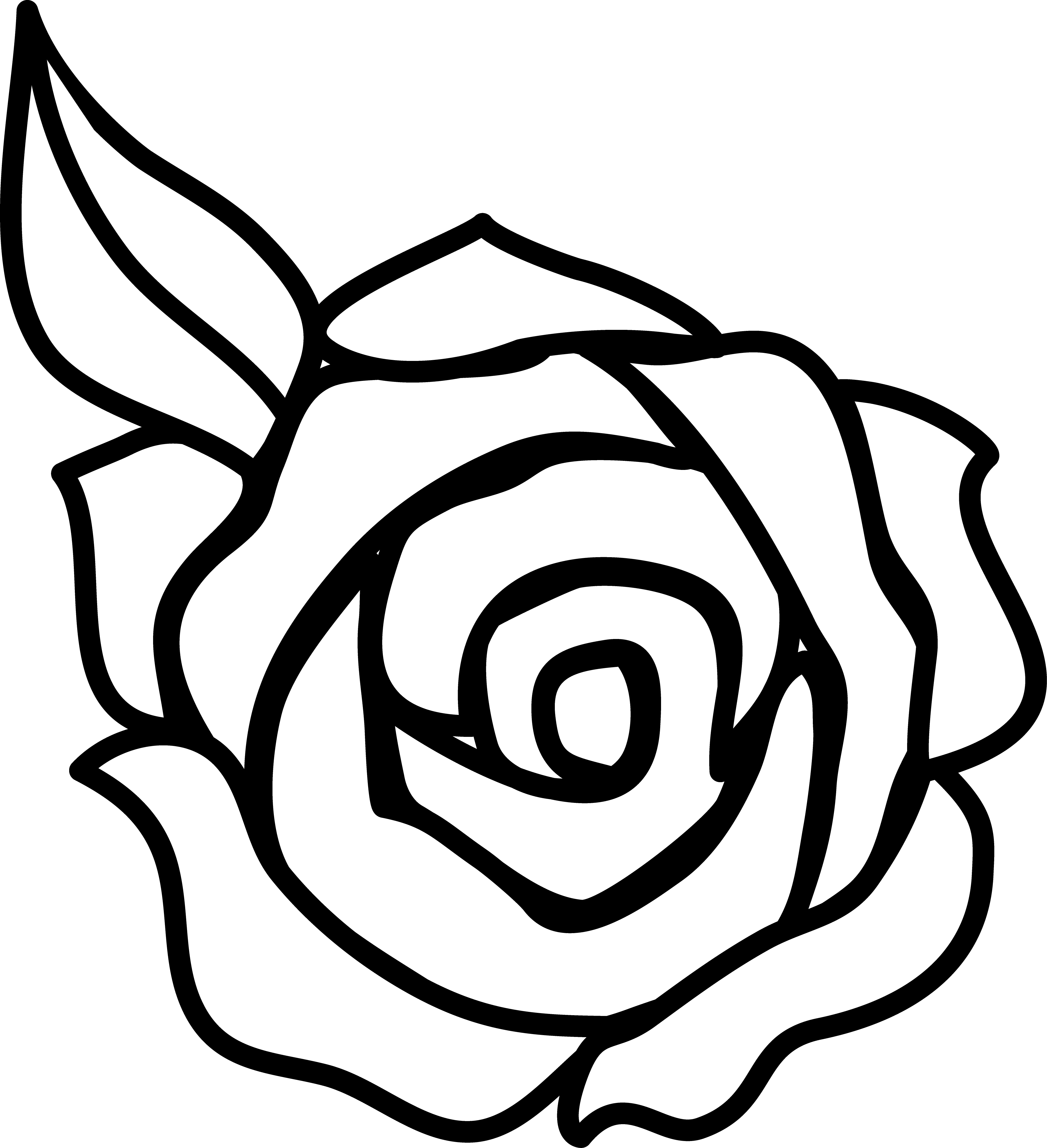 Black and white border. Head clipart rose