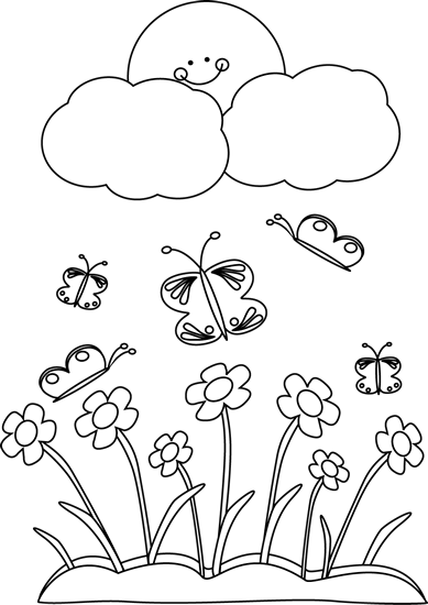 Clip art and white. Black clipart spring