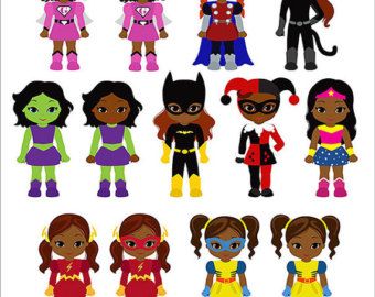 Girls superhero clip art. Supergirl clipart african american