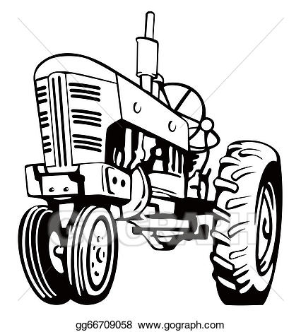 Stock illustration and white. Black clipart tractor