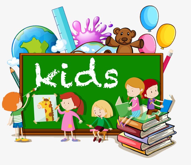 Blackboard clipart book. With cartoon children s