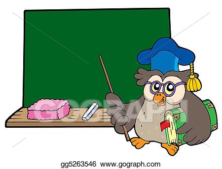 Drawing owl teacher with. Blackboard clipart book
