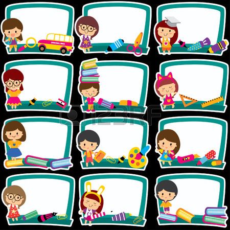 Blackboard clipart elementary. Frames clip art set