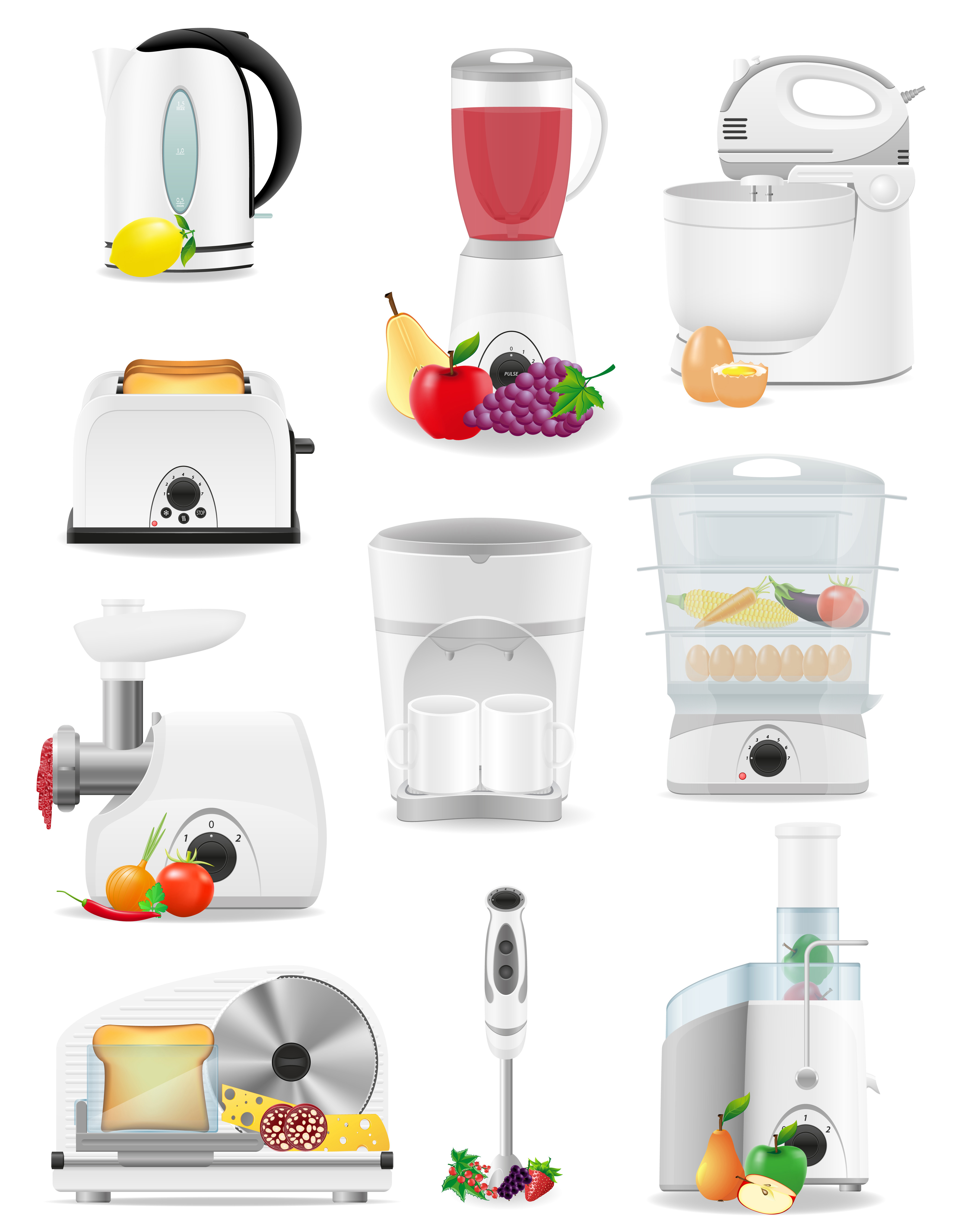 Set icons appliances for. Blender clipart electrical goods