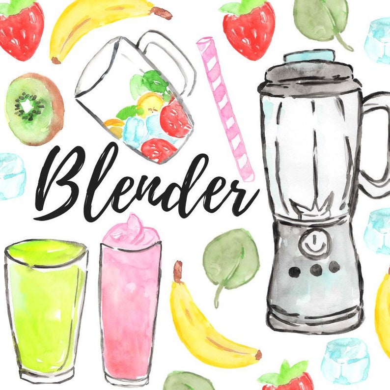 Watercolor fruit food illustration. Blender clipart template