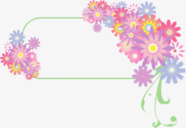 Colored flowers flower color. Block clipart border