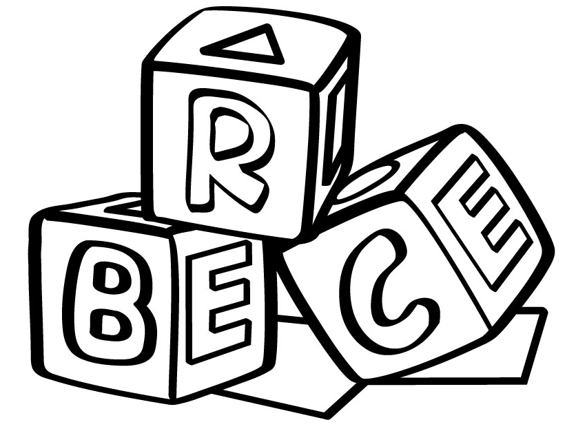 Blocks clipart coloring page. Abc drawing free download