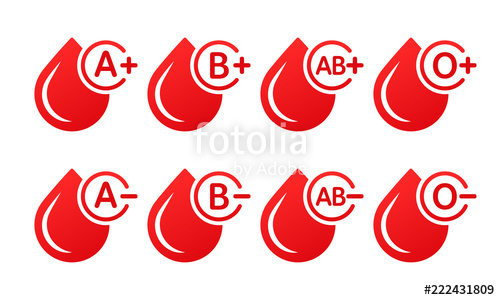 Group vector icons isolated. Blood clipart blood typing