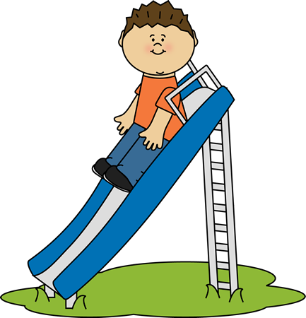 Slide playing on a. Blue clipart kid