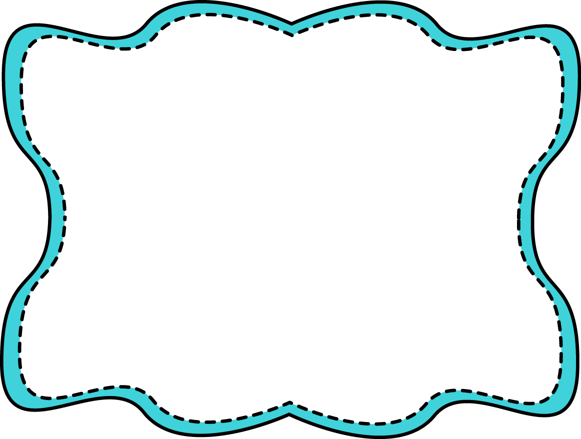 Clipart wave border. Blue wavy stitched frame