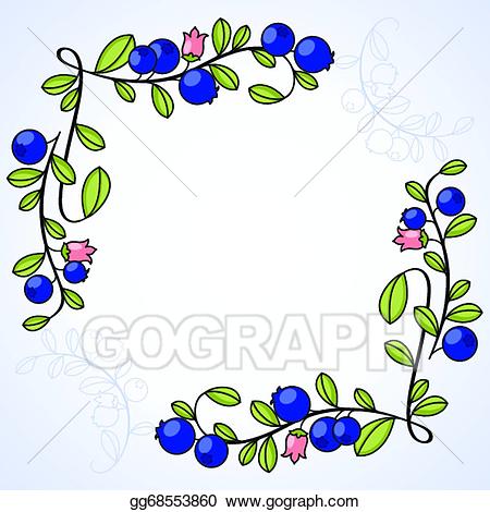 Blueberries clipart frame. Vector art elegant with