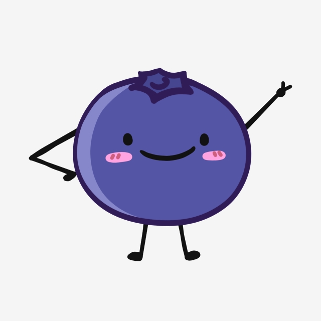 Cartoon version of victory. Blueberry clipart happy