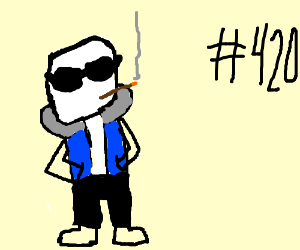Sans smoking a drawing. Blunt clipart fat