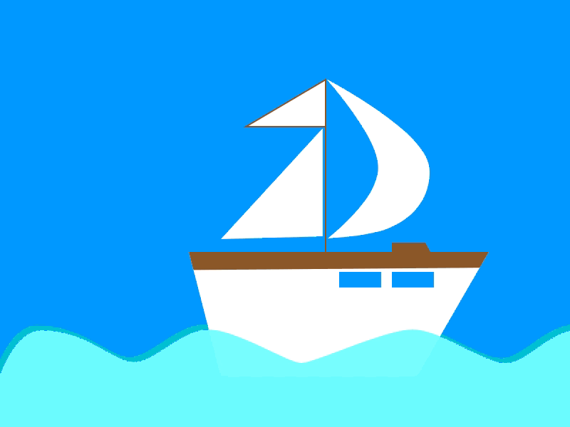 A sailing boat by. Boats clipart animation