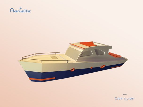 Boat clipart cabin cruiser.  d low poly