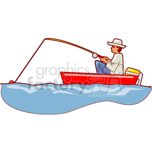 Man from a small. Boat clipart fishing boat
