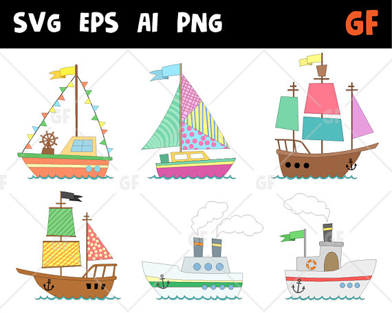 Ships vector clip art. Boat clipart printable