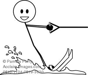 Waterskier stock photography acclaim. Boat clipart stick figure