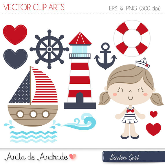 Boating clipart marina. Sailor girl digital vector