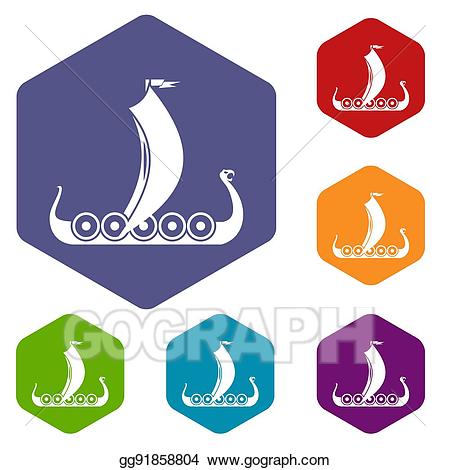 Stock illustration boat icons. Boats clipart medieval
