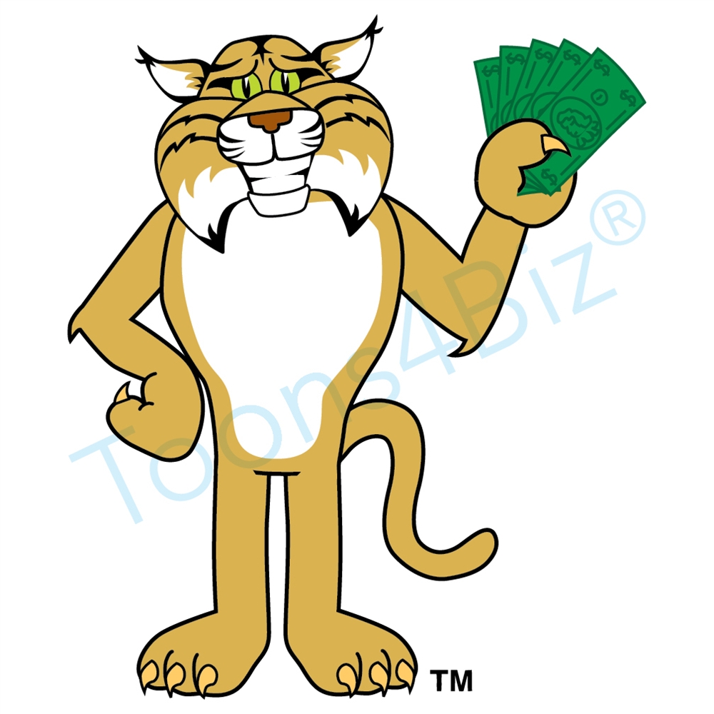 Bobcat clipart animation. Mascot clip art holding
