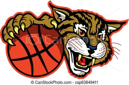 Bobcat clipart artwork. Basketball vector stock illustration