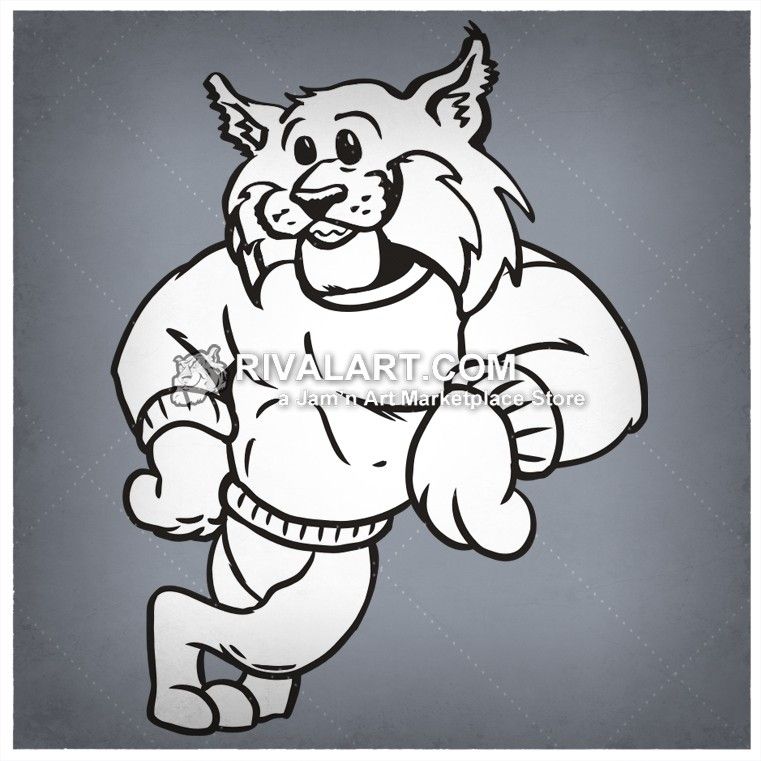 Leaning mascot image for. Bobcat clipart school