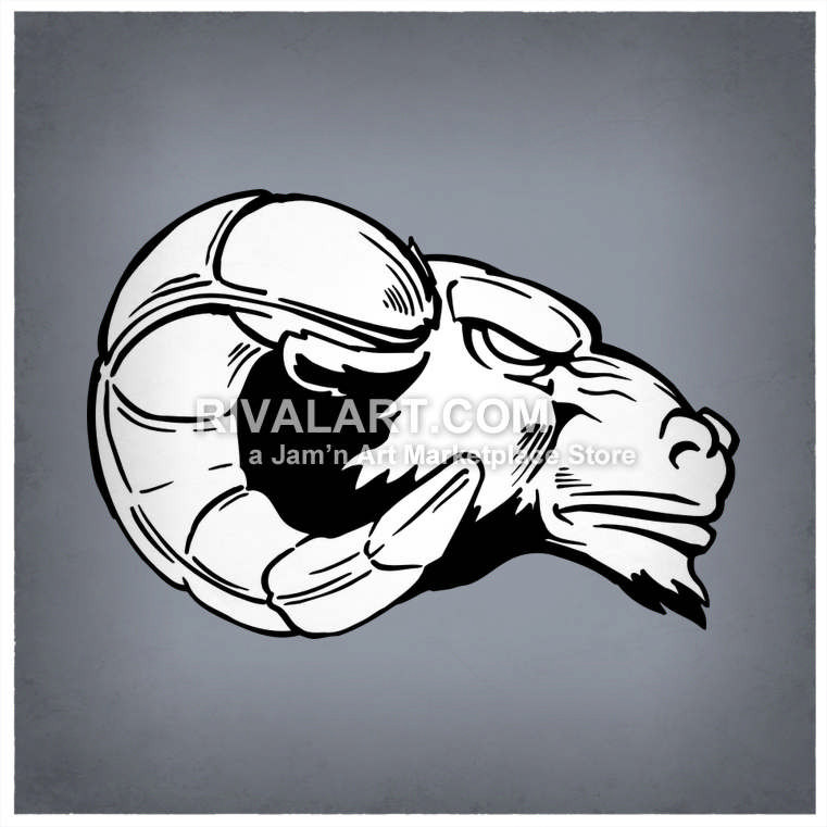 Mean rams head vector. Bobcat clipart side view