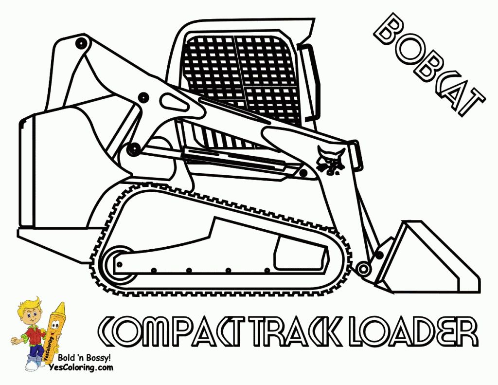 Coloring book and pages. Bobcat clipart tractor