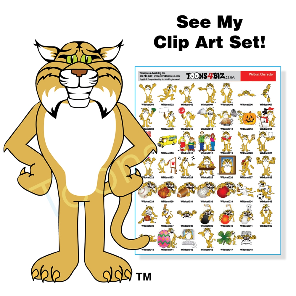 Mascot clip art bundle. Bobcat clipart wildcat