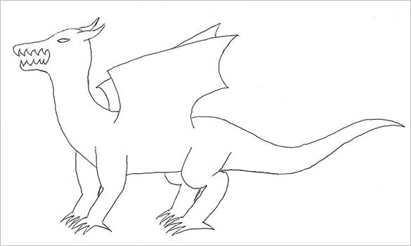 Body clipart dragon. Outline template free sample