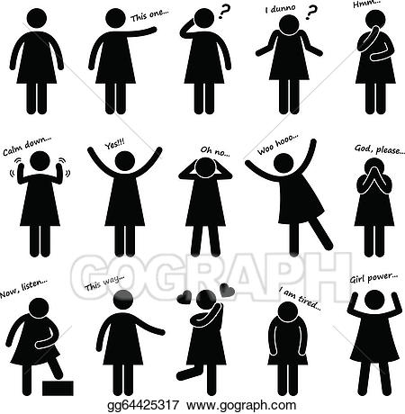 Vector art woman people. Body clipart posture