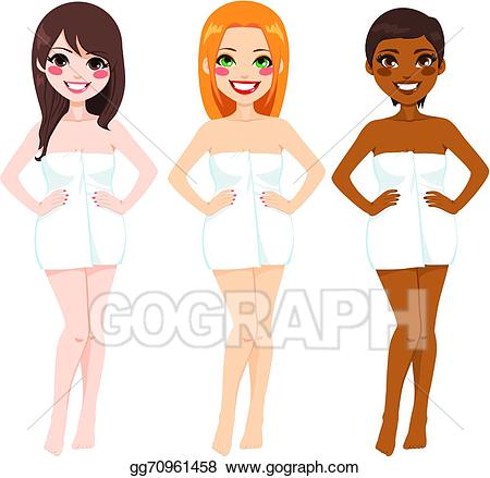 Vector art wrapped towel. Body clipart skin