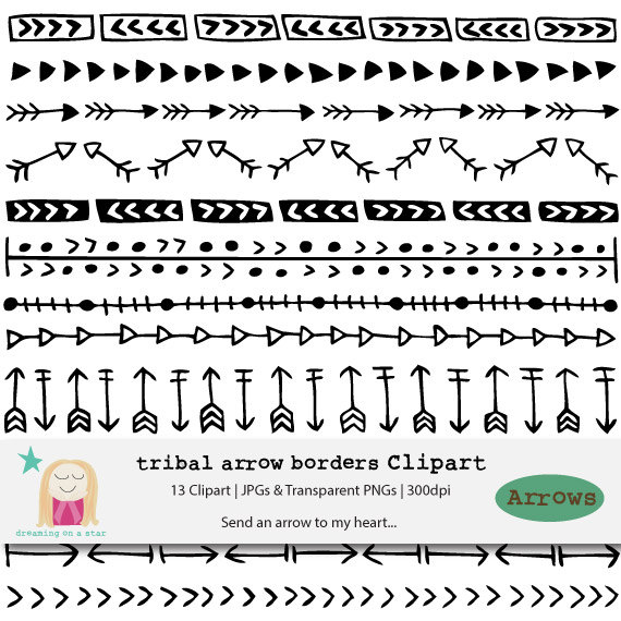 Boho clipart borders. Arrow border tribal arrows